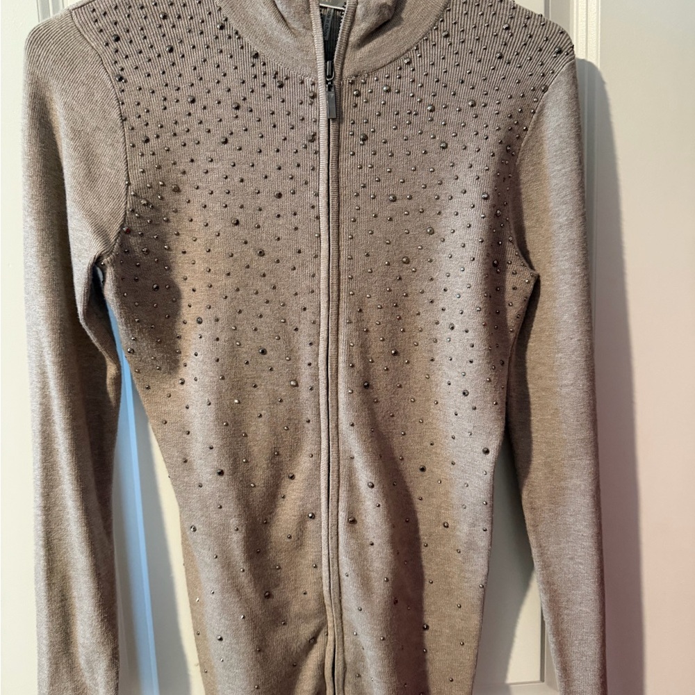 Liquido Light Gray Zip-Up Sweater